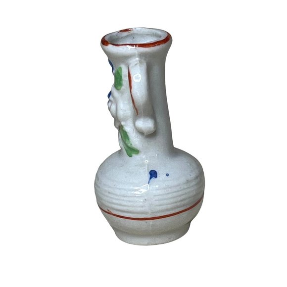 Vintage Miniature Ceramic Vase Made in Japan White Floral - Picture 2 of 6